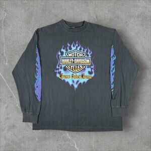 Vintage Harley Davidson Chrome Flames XL Single Stitch Reprint Longsleeve Shirt